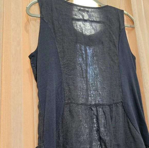 Lina Tomei Linen Shift Dress w/ Hand Beaded Neckline, Made in Italy, EUC! - Picture 4 of 11